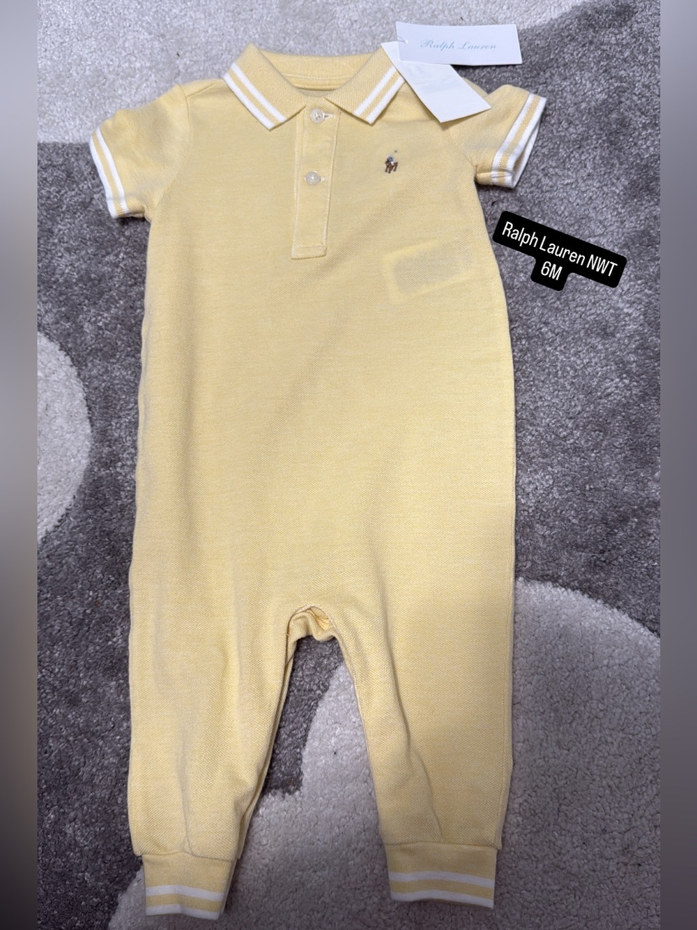 Ralph Lauren Yellow Polo Knit Baby One-Piece
